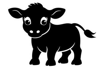 Baby cow silhouette, cute cow vector illustration, bull, cow icon