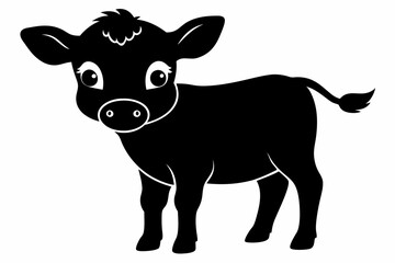 Baby cow silhouette, cute cow vector illustration, bull, cow icon