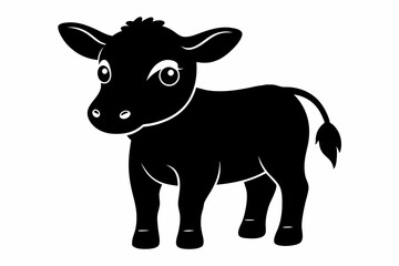 Baby cow silhouette, cute cow vector illustration, bull, cow icon