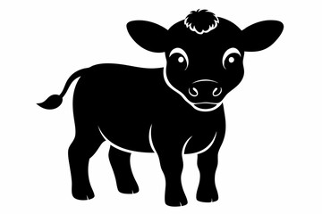 Baby cow silhouette, cute cow vector illustration, bull, cow icon