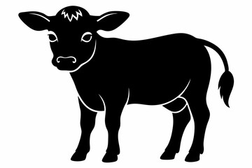 Baby cow silhouette, cute cow vector illustration, bull, cow icon