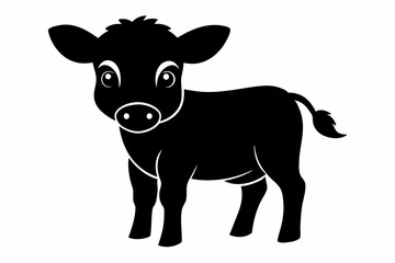 Baby Cow Calf Silhouette Vector, Cute Baby Cow Svg