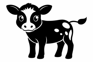 Baby Cow Calf Silhouette Vector, Cute Baby Cow Svg
