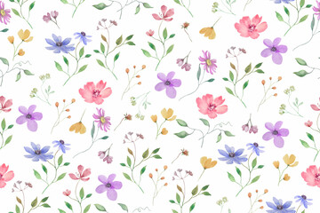 Seamless watercolor pattern  . Hand drawn floral illustration isolated on white background. Vector EPS.