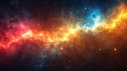 Obraz premium Colorful cosmic nebula swirling through the vastness of space with bright stars illuminating the celestial background