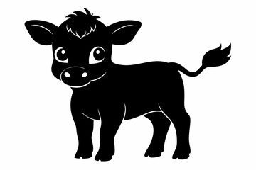 Baby Cow Calf Silhouette Vector, Cute Baby Cow Svg