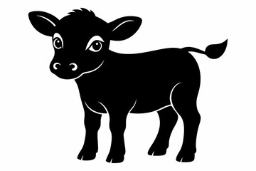 Baby Cow Calf Silhouette Vector, Cute Baby Cow Svg
