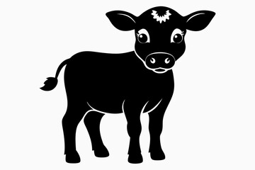 Baby Cow Calf Silhouette Vector, Cute Baby Cow Svg