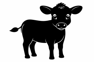 Baby Cow Calf Silhouette Vector, Cute Baby Cow Svg
