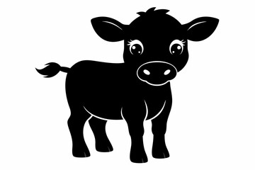 Baby Cow Calf Silhouette Vector, Cute Baby Cow Svg