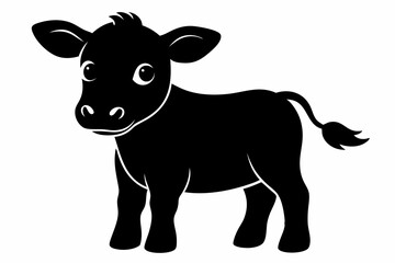 Baby Cow Calf Silhouette Vector, Cute Baby Cow Svg