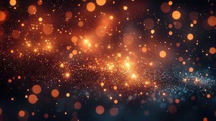 Obraz premium Vibrant abstract background filled with glowing bokeh lights in shades of orange and blue during nighttime