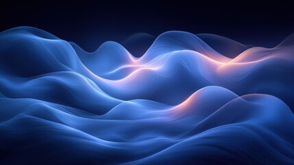 Obraz premium Abstract waves of light in shades of blue creating a serene atmosphere with gentle curves and soft glows