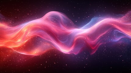 Obraz premium Colorful abstract waves of light and energy in a cosmic landscape at night