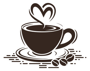 cup of coffee with heart Vector Illustration