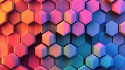 Fototapeta premium Create a geometric pattern with layered, interlocking hexagons and diamonds.