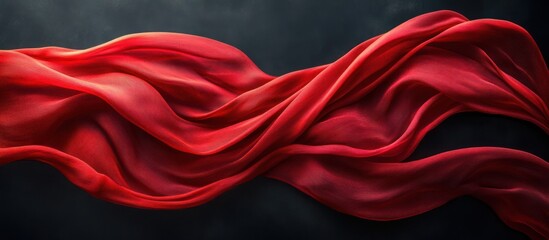 Obraz premium Elegant red fabric flowing on a dark background.