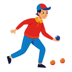 Active Boy Playing Bocce Ball