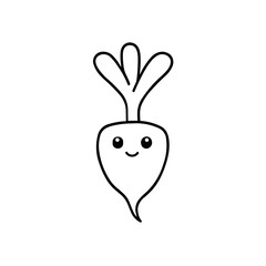 Fototapeta premium Simple black cute carrot flat icon 