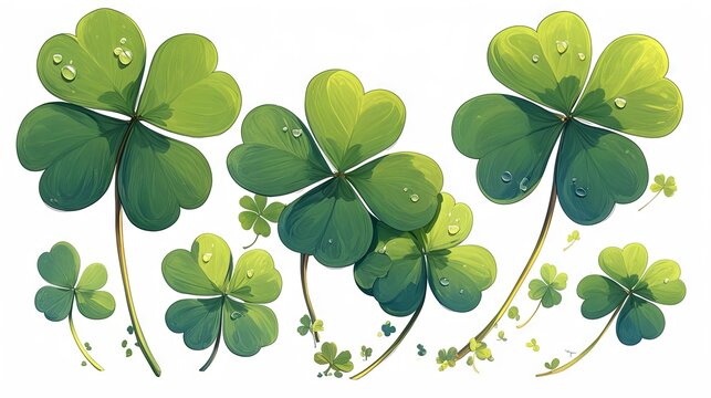 A four-leaf clover isolated on a white background, symbolizing luck for St. Patrick's Day
