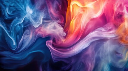 Fototapeta premium A vibrant swirl of colorful smoke patterns creating an abstract, artistic background.