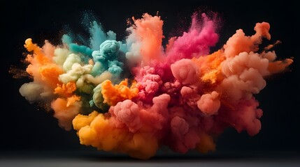 Fototapeta premium Abstract Vibrant Liquid Pigment Explosion in High Definition. Explosion powder rainbow colors on black background.