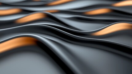 An orange and white wavy technology background, with black wavy lines. An orange digital motion wallpaper template, with an abstract wave curve. A web geometric design template.