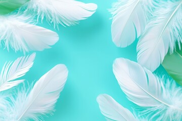 Obraz premium Cool background for decorative design wallpaper with white baby blue colors and pastel tone feather patterns