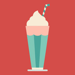 A Tall Glass of Zesty Green Smoothie Highlighting a Vector Illustration of Spinach and Avocado





