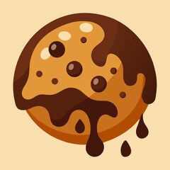 Irresistible Gooey Chocolate Chip Vector Illustration Capturing Sweetness in Every Bite

