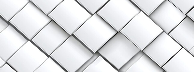 Fototapeta premium Background wallpaper banner with random shifted white cube boxes