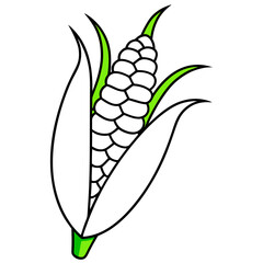 A Corn Cob with Colorful Vector Illustration Celebrating the Essence of Fresh Produce

