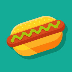 Savor A Classic Hot Dog Featuring a Fun Vector Illustration
