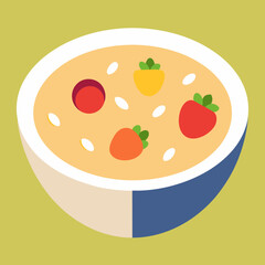 A Bowl of Oatmeal Topped with Sweet Banana Slices Vector Illustration Nutritious and Delicious Breakfast
