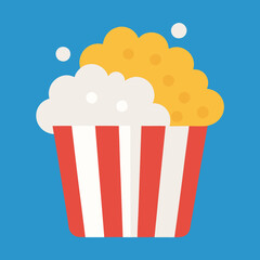 Delicious Fluffy Popcorn in a Bowl with Playful Vector Illustrations of Cartoon Characters
