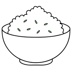 Freshly Steamed White Rice in a Bowl with a Simple Elegant Design Vector Illustration
