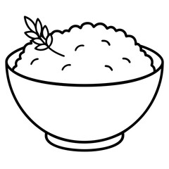 Deliciously Cooked White Rice in a Bowl with a Rustic Background Vector Art
