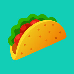 Vibrant Taco Illustration Showcasing Colorful Ingredients in Vector Style
