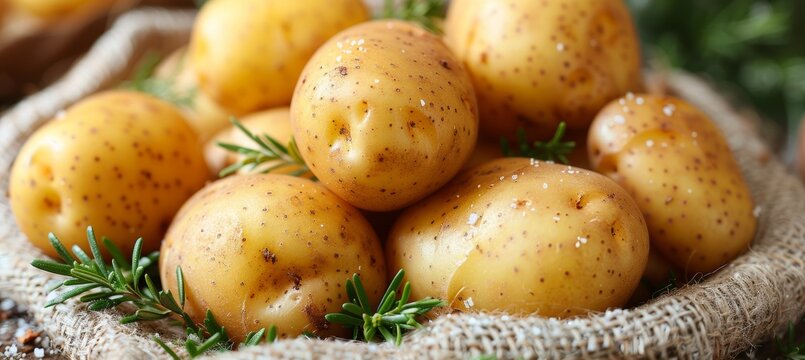 A sack of potatoes resting on a white background, ideal for culinary and agricultural themes