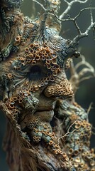 Close-up of a Tree Bark with Intricate Patterns and Textures