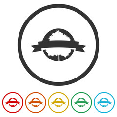 Tree logo template. Set icons in color circle buttons
