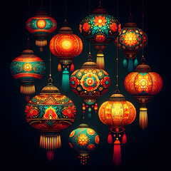 Colorful beautiful lanterns in Diwali festival