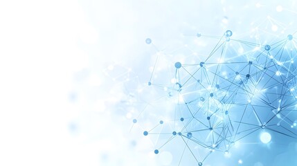 Abstract Network with Connected Blue Circles and Lines on a Light Blue Background