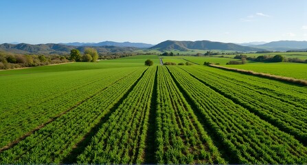 Aerial view of a vast agricultural field
