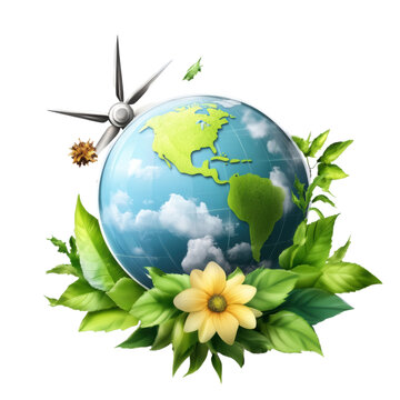 recommend clip art: Clean energy globe symbol with eco-friendly accents. png, transparent background.