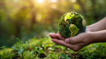 Protecting Our Planet: Hands Holding a Miniature Earth