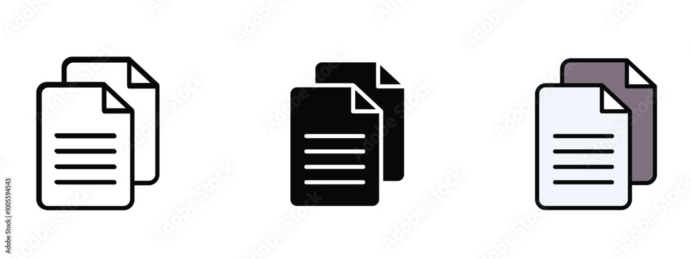 Fototapete copy icon silhouette and editable colored in unexpanded vector form, different colored paper showing