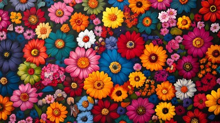 A colorful depiction of flowers used in traditional Indian rituals