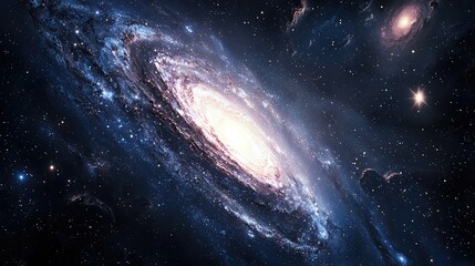 Fototapeta premium Stunning galaxy in deep space, showcasing beautiful spiral arms and vibrant colors, perfect for cosmic and astronomical themes.