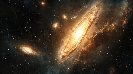 Fototapeta premium Stunning galaxy scene featuring vibrant colors and cosmic formations, perfect for space-themed projects and digital backgrounds.